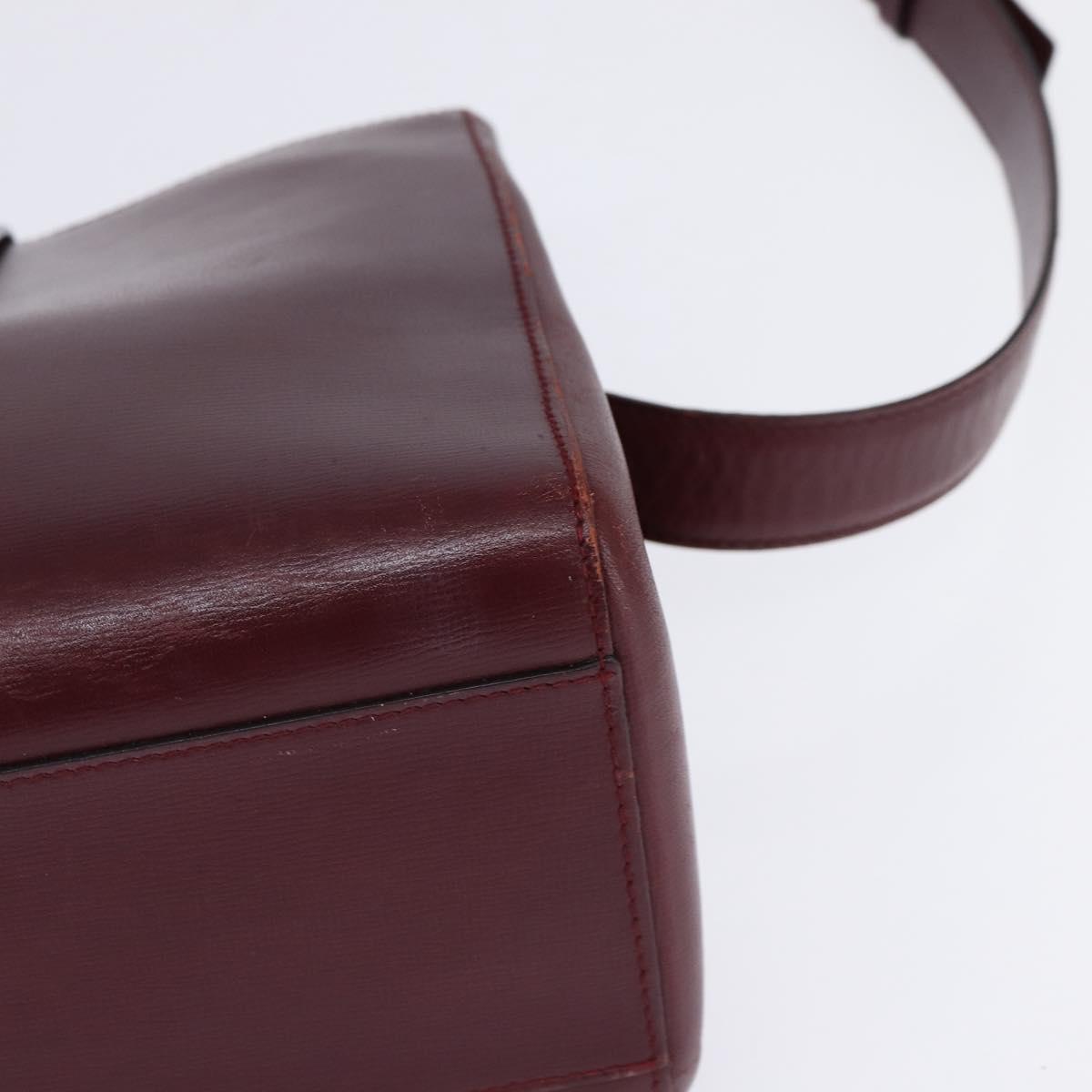 Cartier Shoulder Bag Leather Bordeaux Silver Auth BA6471