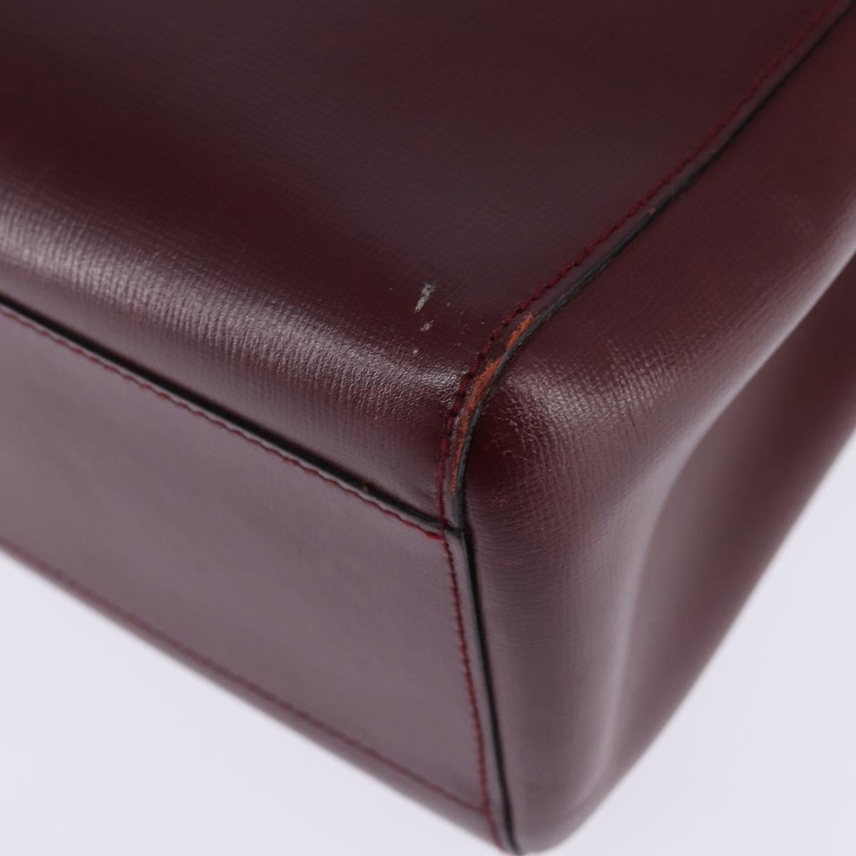 Cartier Shoulder Bag Leather Bordeaux Silver Auth BA6471