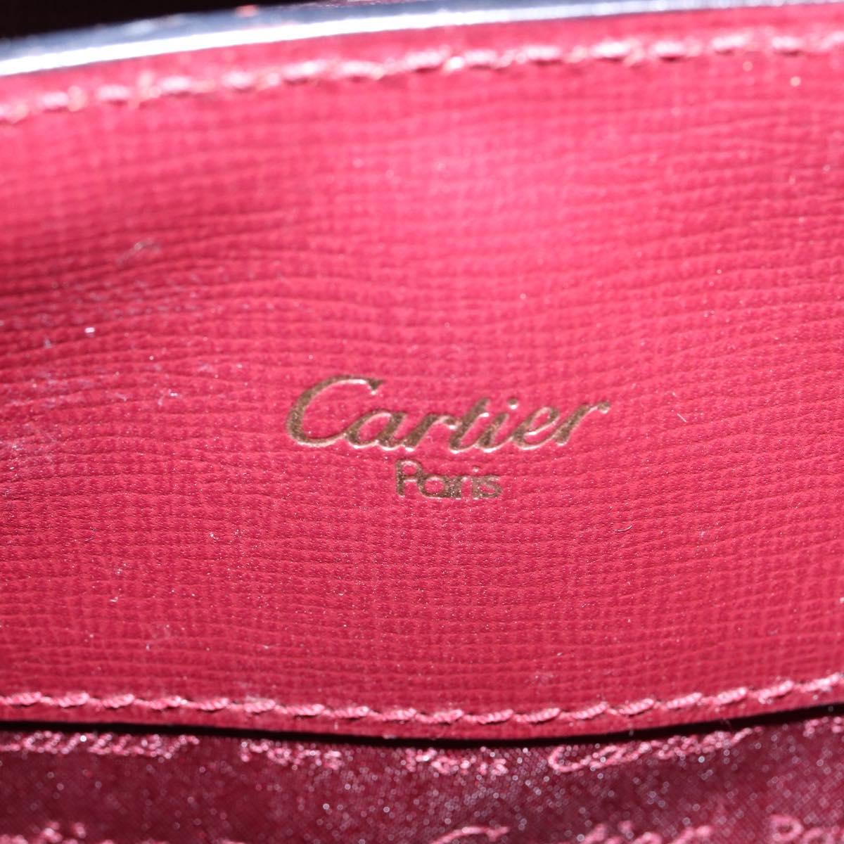 Cartier Shoulder Bag Leather Bordeaux Silver Auth BA6471