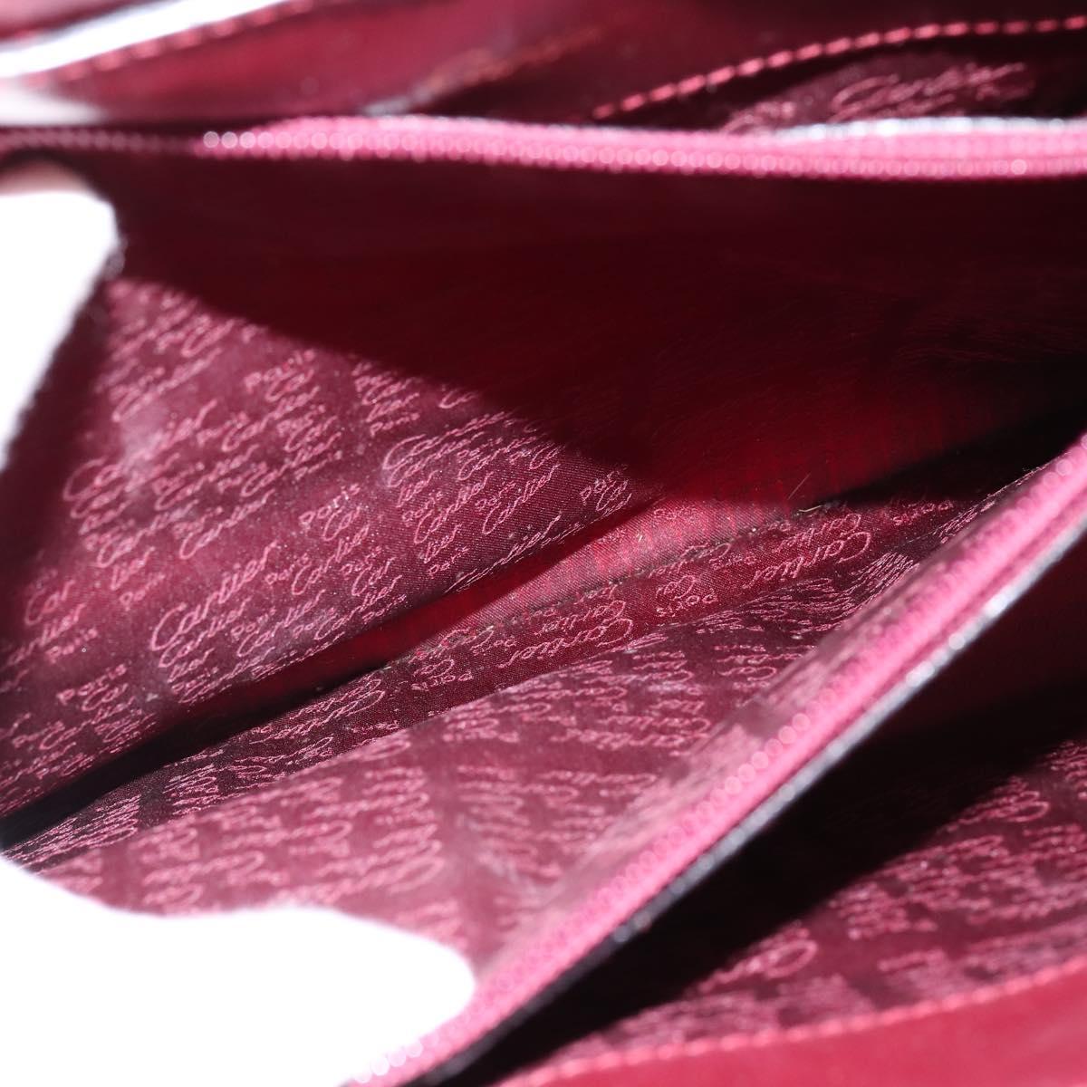 Cartier Shoulder Bag Leather Bordeaux Silver Auth BA6471