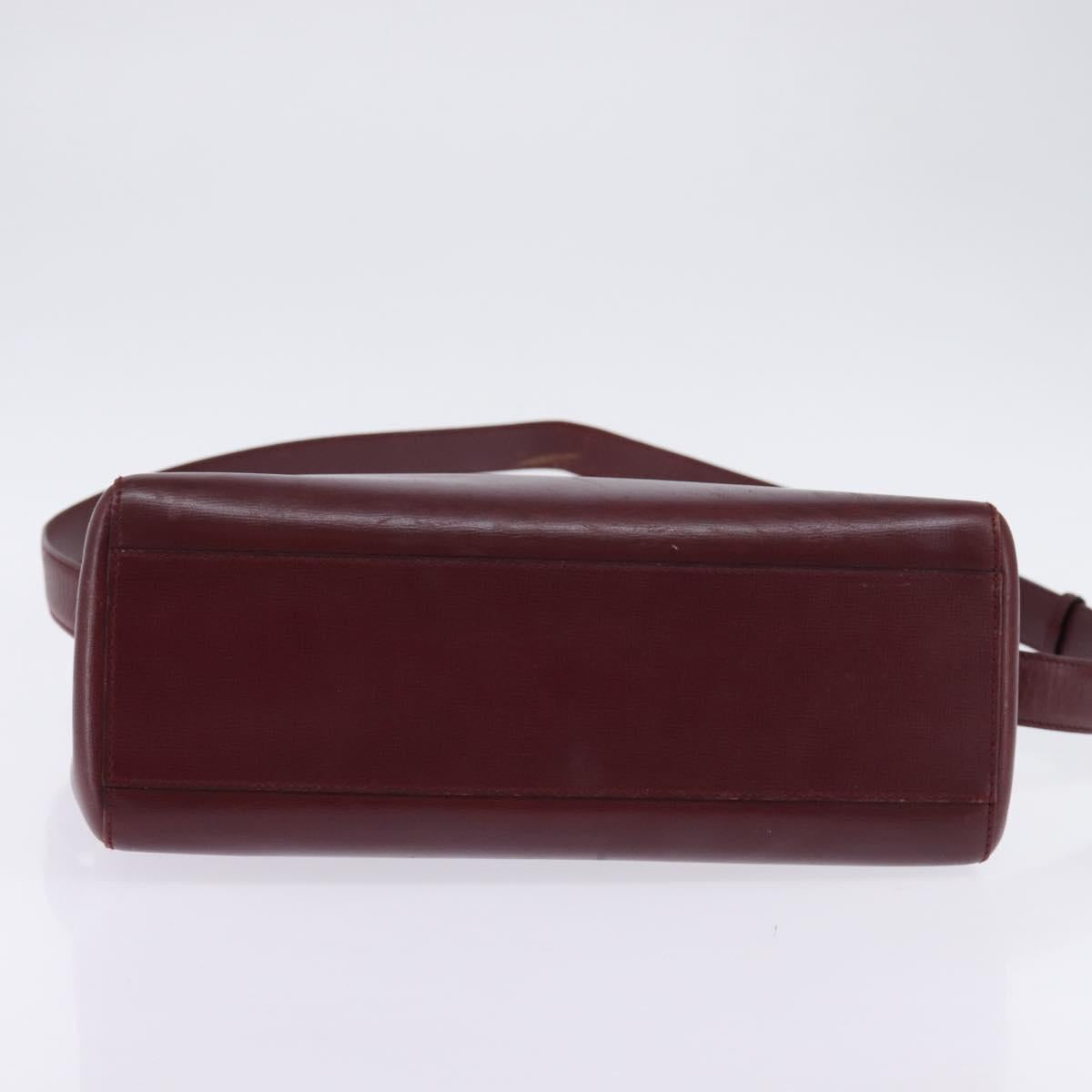 Cartier Shoulder Bag Leather Bordeaux Silver Auth BA6471