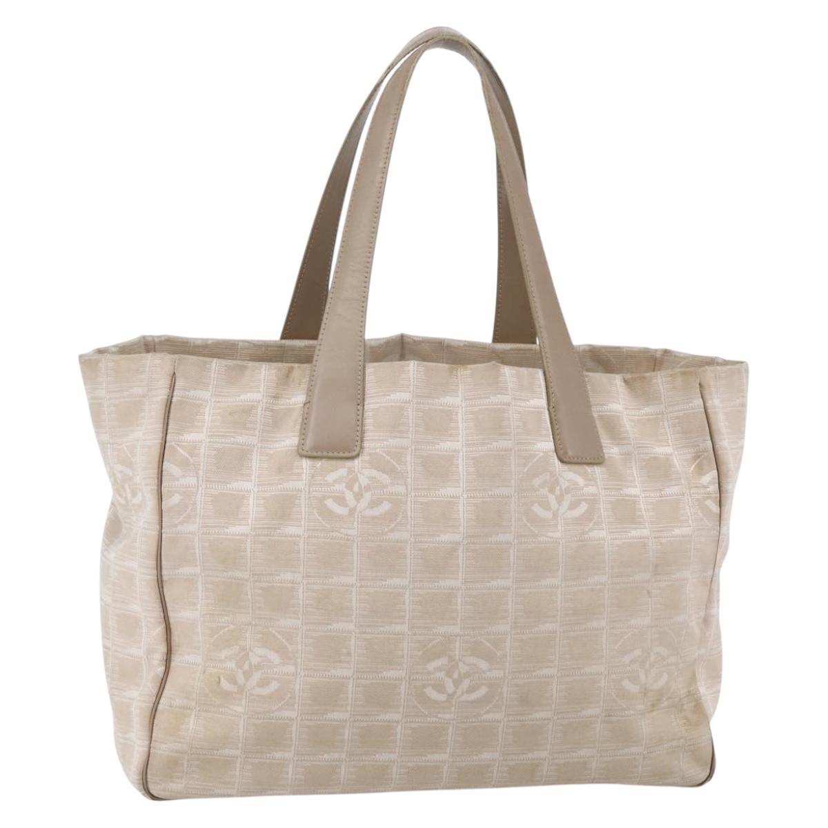 CHANEL New Travel Line Tote Bag Nylon Pink Gold CC Auth BA6476