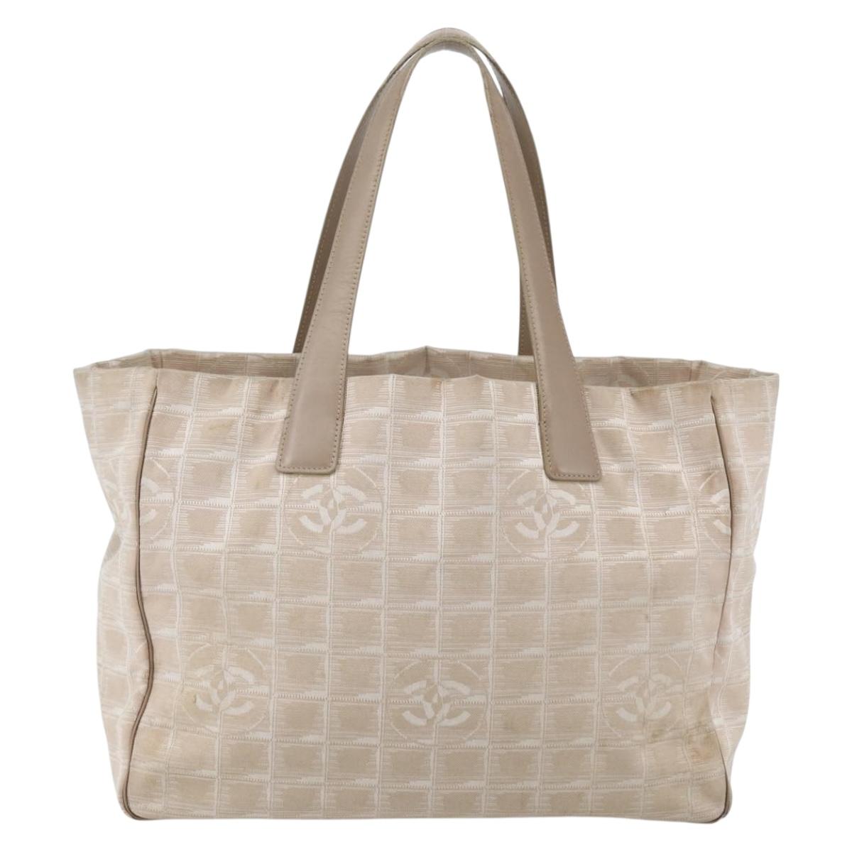 CHANEL New Travel Line Tote Bag Nylon Pink Gold CC Auth BA6476