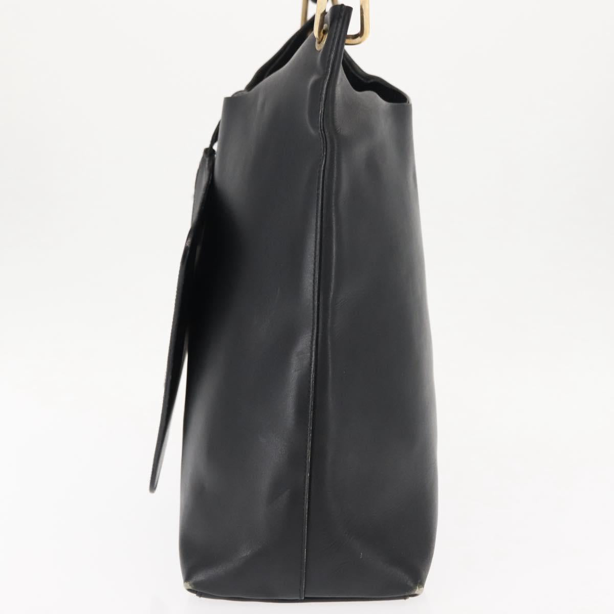 GUCCI Bamboo Shoulder Bag Leather Black Gold 001 1013 1881 Auth BA6477