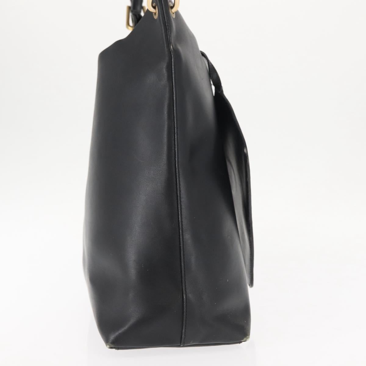 GUCCI Bamboo Shoulder Bag Leather Black Gold 001 1013 1881 Auth BA6477