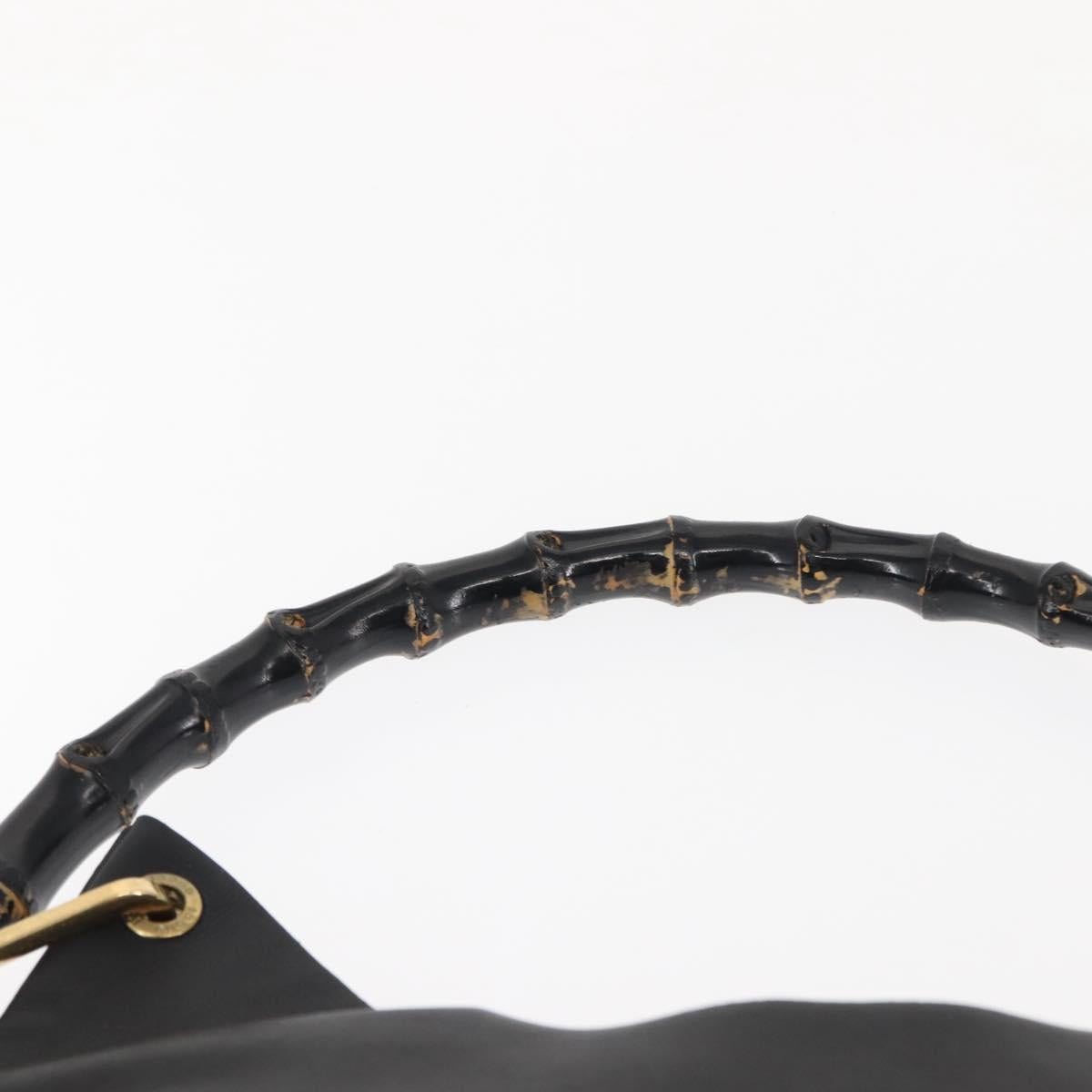 GUCCI Bamboo Shoulder Bag Leather Black Gold 001 1013 1881 Auth BA6477