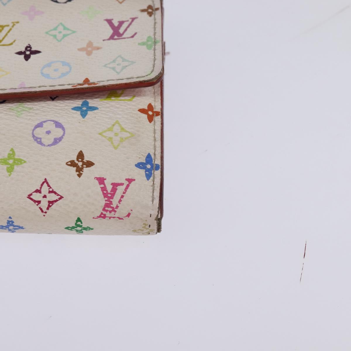 LOUIS VUITTON Multicolor Portefeuille Sarah Wallet White M93532 LV Auth BA6480