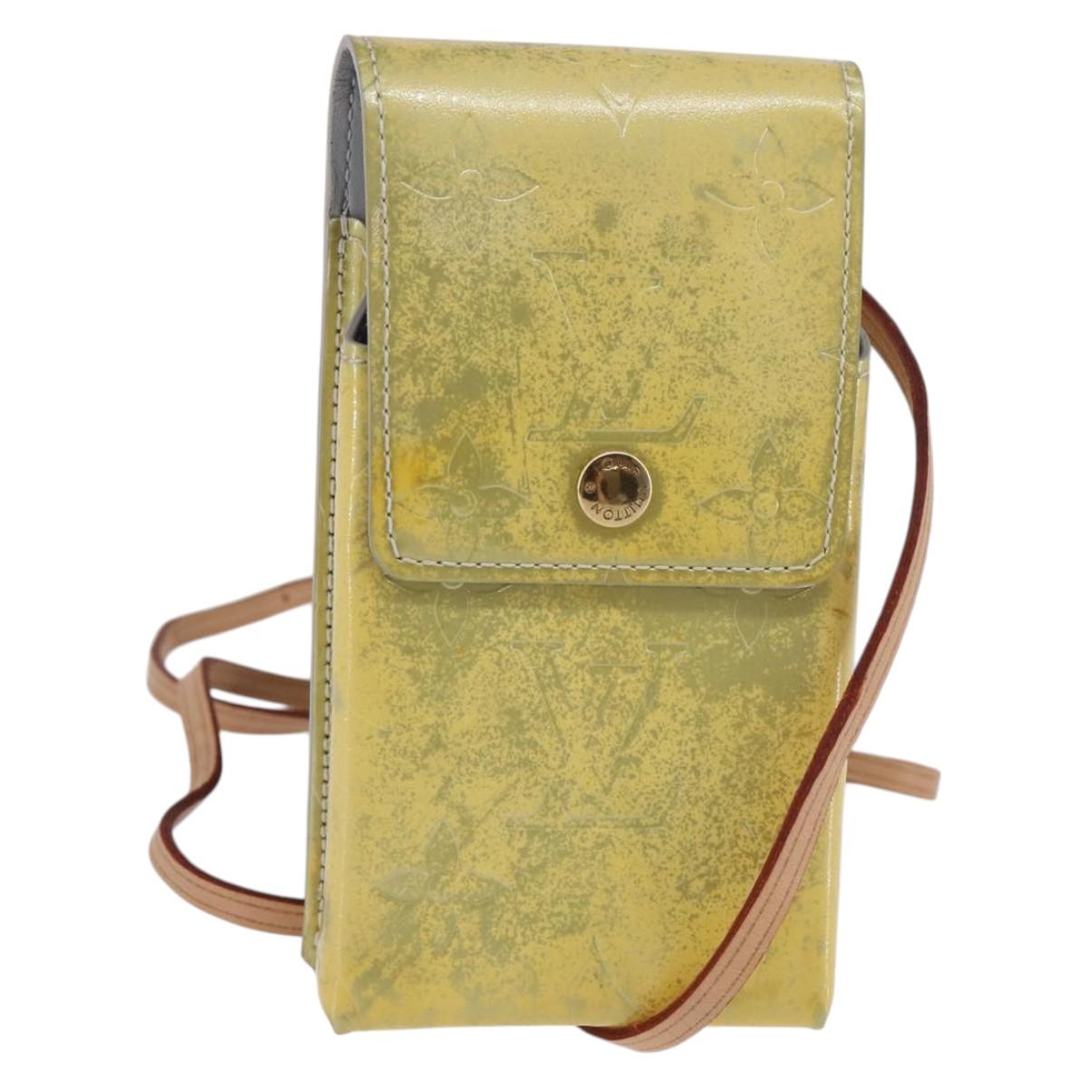 LOUIS VUITTON Monogram Vernis Green Cigarette Case Gris LV Auth BA6481