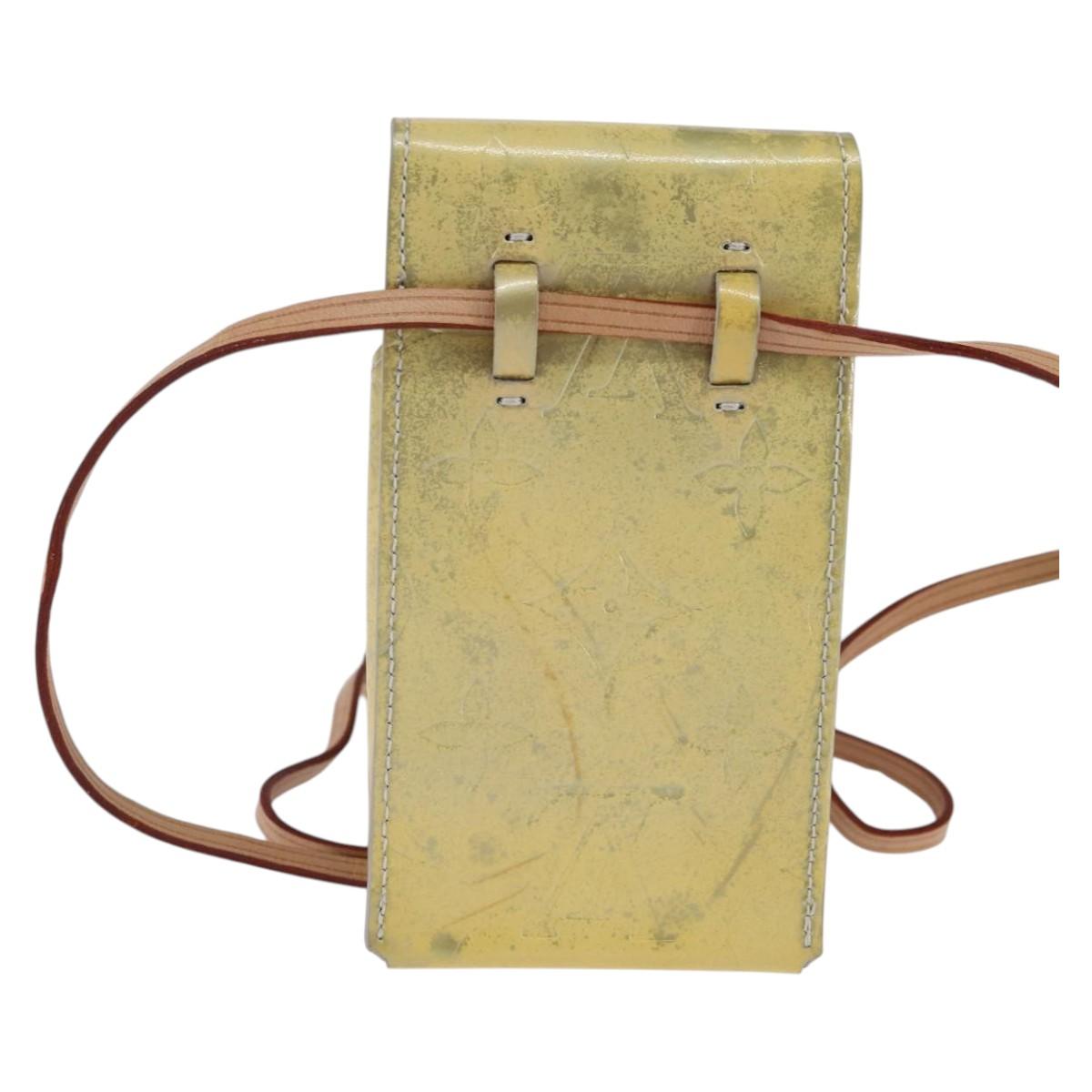 LOUIS VUITTON Monogram Vernis Green Cigarette Case Gris LV Auth BA6481