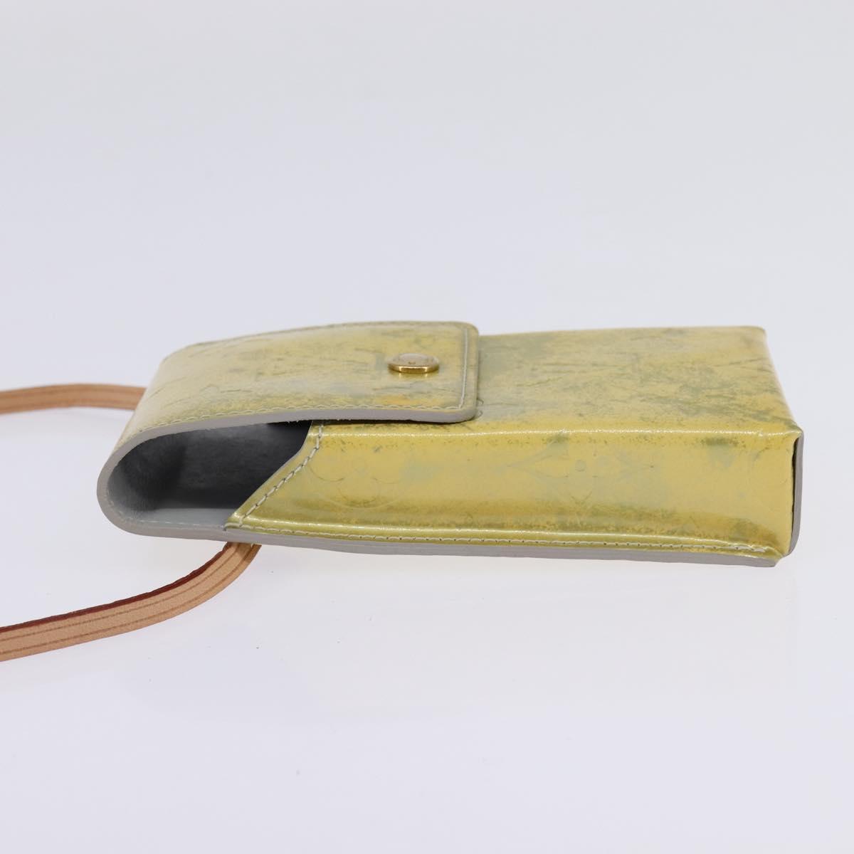 LOUIS VUITTON Monogram Vernis Green Cigarette Case Gris LV Auth BA6481