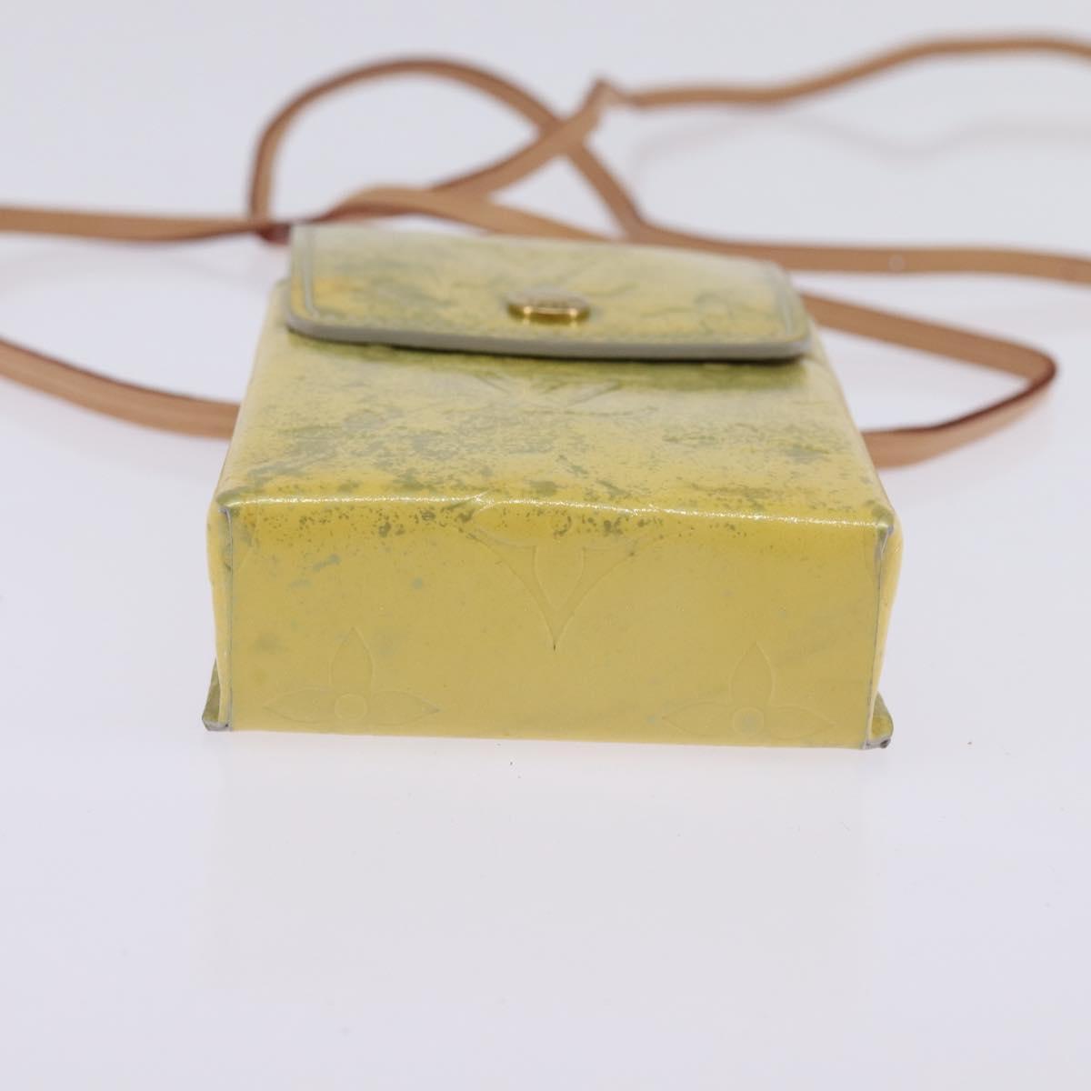 LOUIS VUITTON Monogram Vernis Green Cigarette Case Gris LV Auth BA6481
