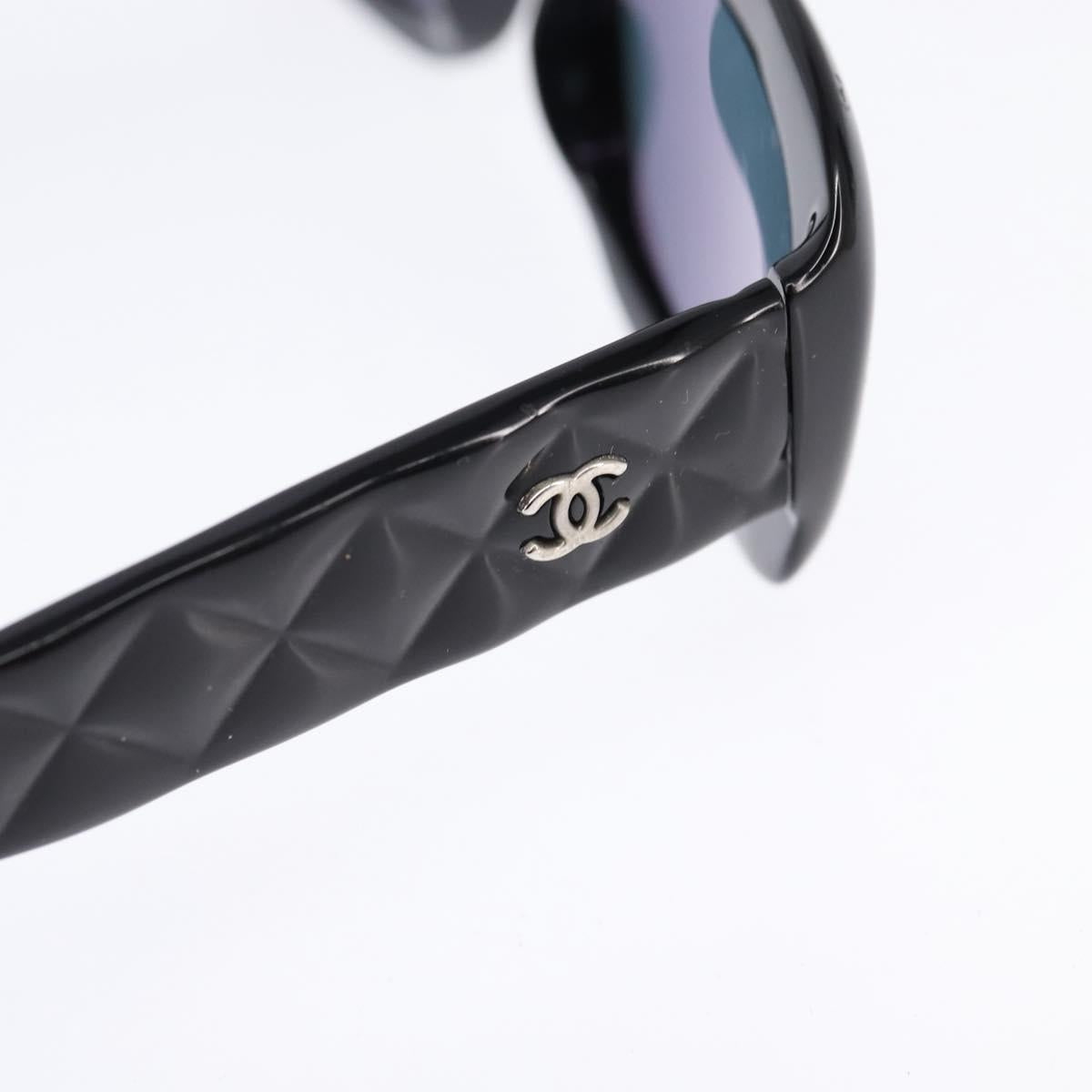 CHANEL Sunglasses plastic Black CC Auth BA6483