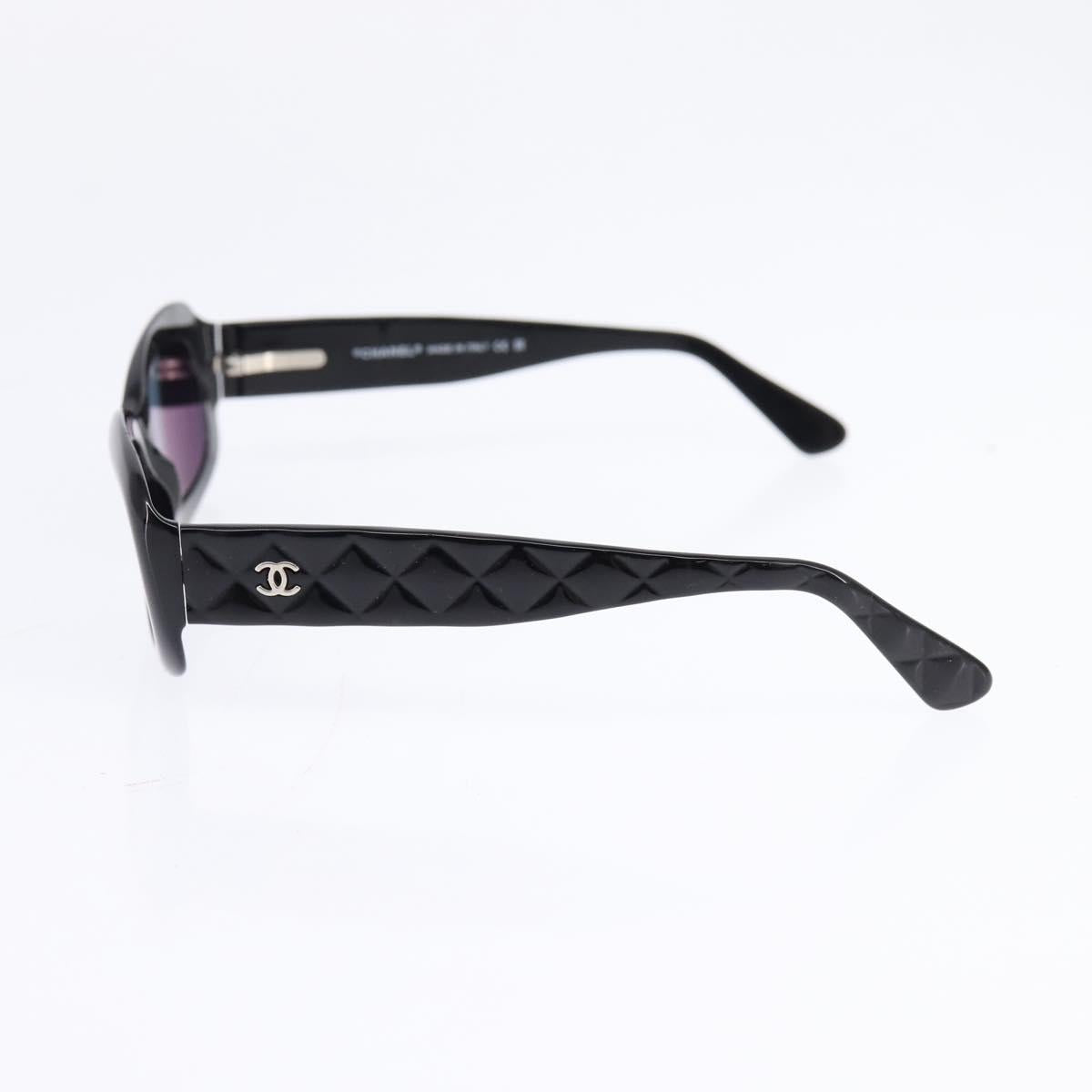 CHANEL Sunglasses plastic Black CC Auth BA6483