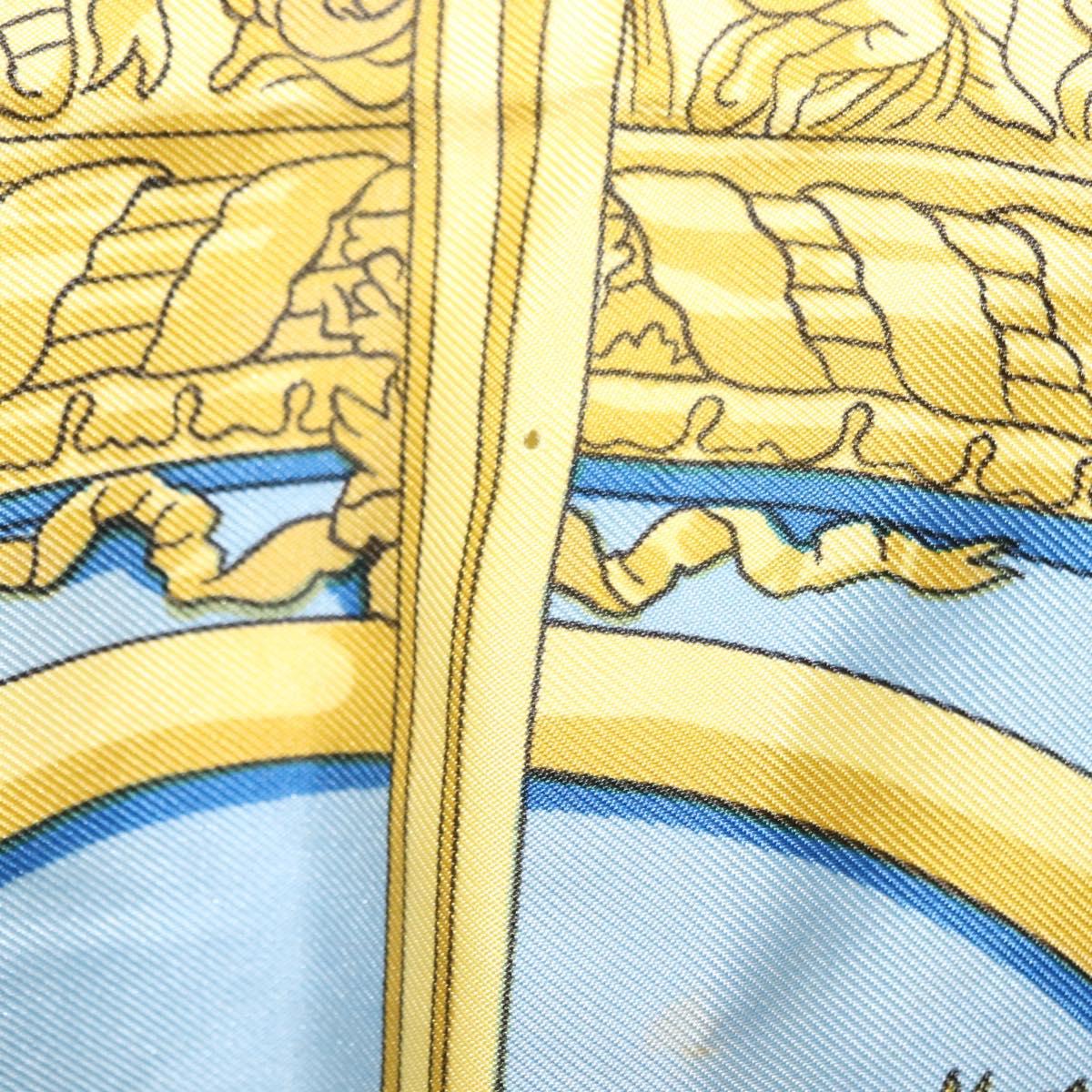 HERMES Carre 90 Scarf ""VUE DU CARROSSE DE LA GALERE LA REALE"" Silk Auth BA6484