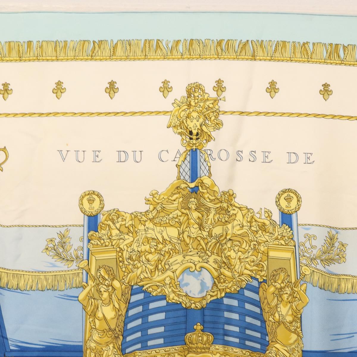HERMES Carre 90 Scarf ""VUE DU CARROSSE DE LA GALERE LA REALE"" Silk Auth BA6484