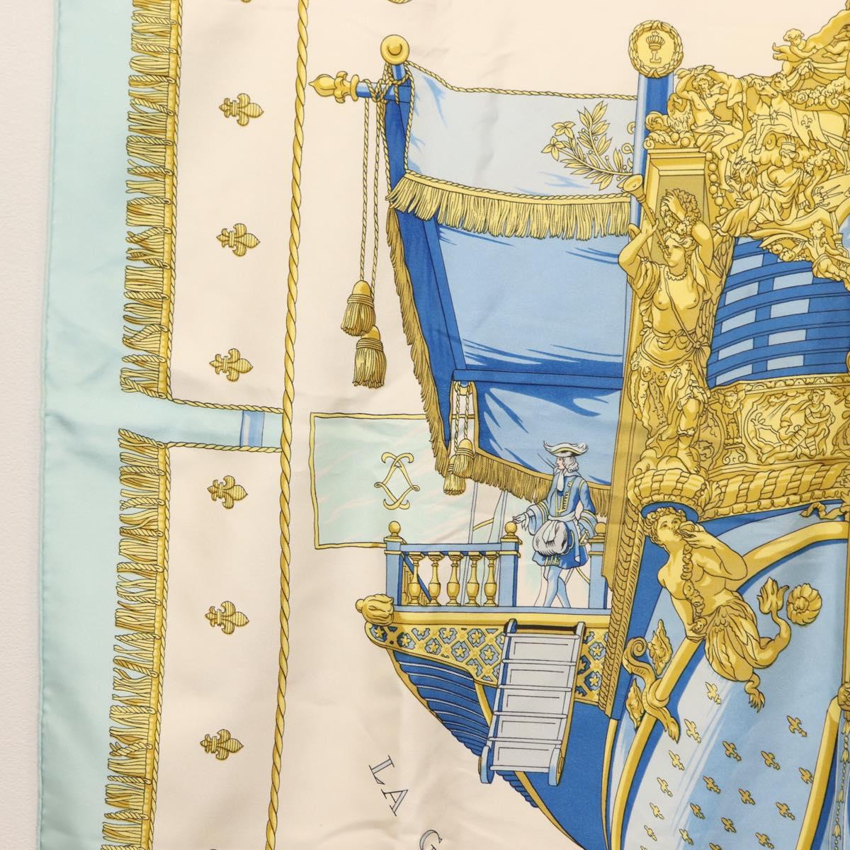 HERMES Carre 90 Scarf ""VUE DU CARROSSE DE LA GALERE LA REALE"" Silk Auth BA6484