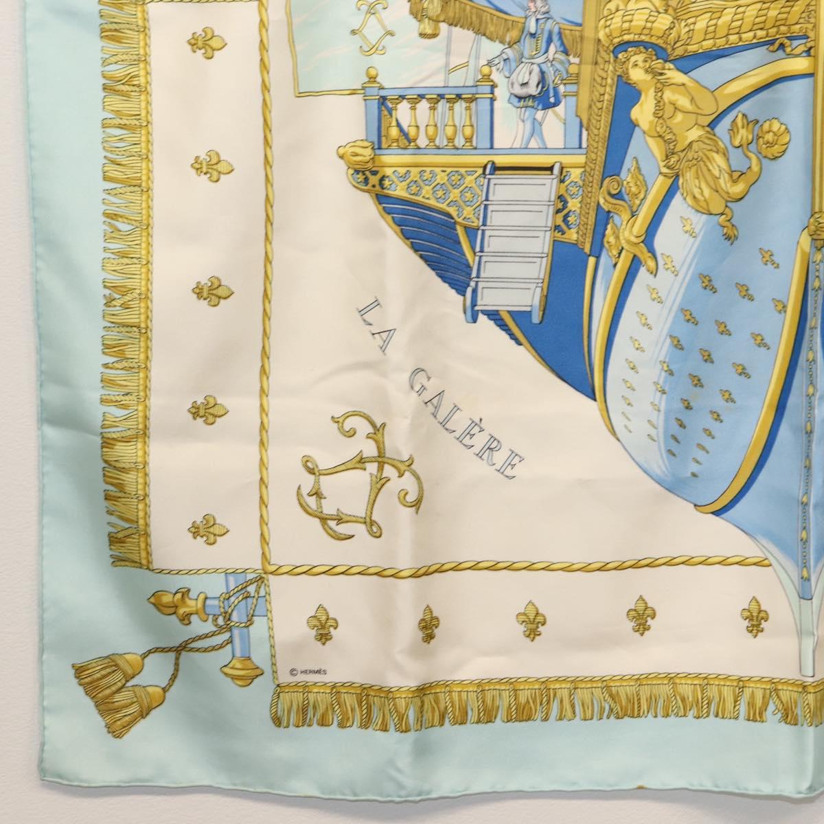 HERMES Carre 90 Scarf ""VUE DU CARROSSE DE LA GALERE LA REALE"" Silk Auth BA6484