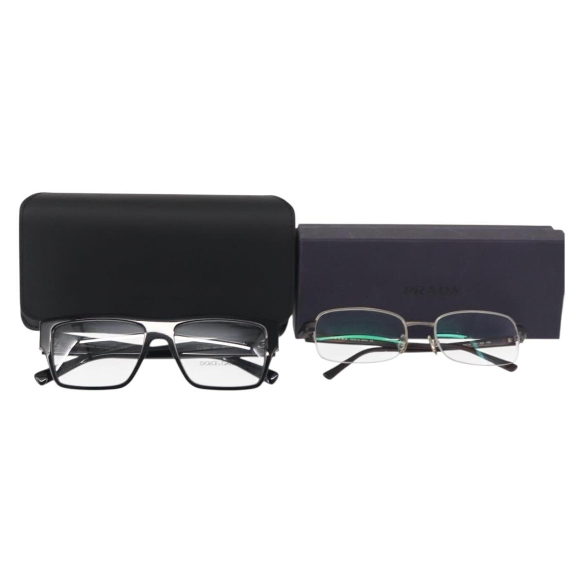 DOLCE&GABBANA PRADA Sunglasses plastic 2Set Black Auth BA6486