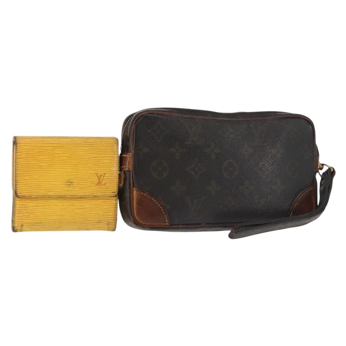 LOUIS VUITTON Epi Monogram Clutch Bag 2Set Yellow LV Auth BA6487