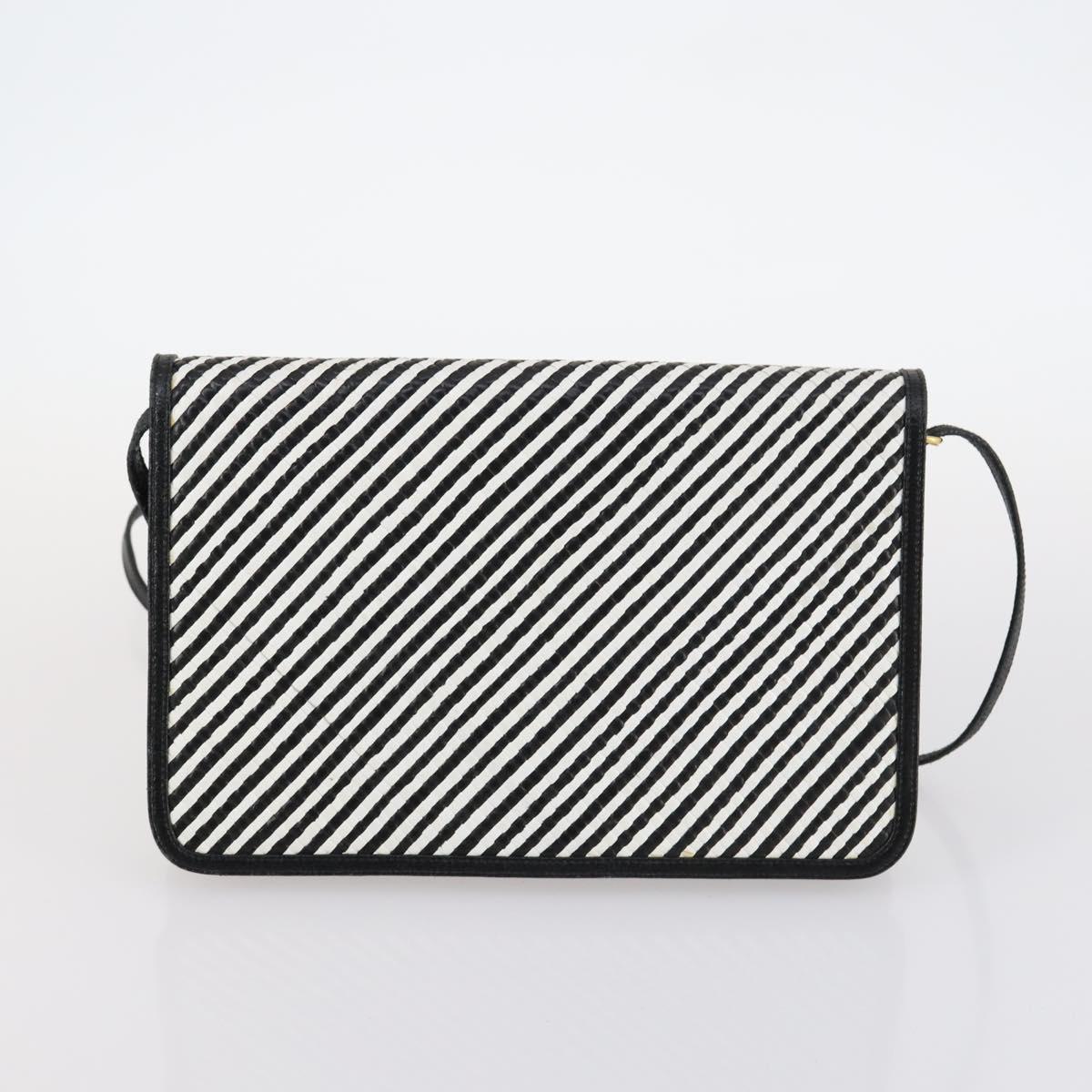 BALLY Bag Canvas Leather 3Set Black Beige Auth BA6489