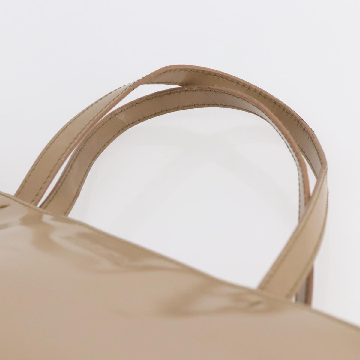 PRADA Tote Bag Enamel Beige Auth BA6491