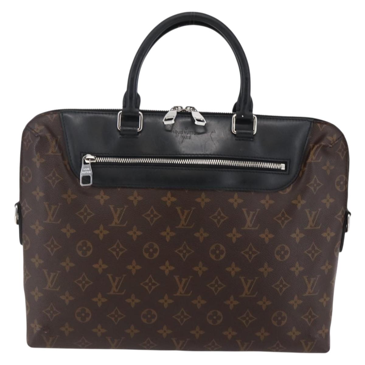 LOUIS VUITTON Macassar Porte DocumentsJules Bag Black M54019 Auth BA6512