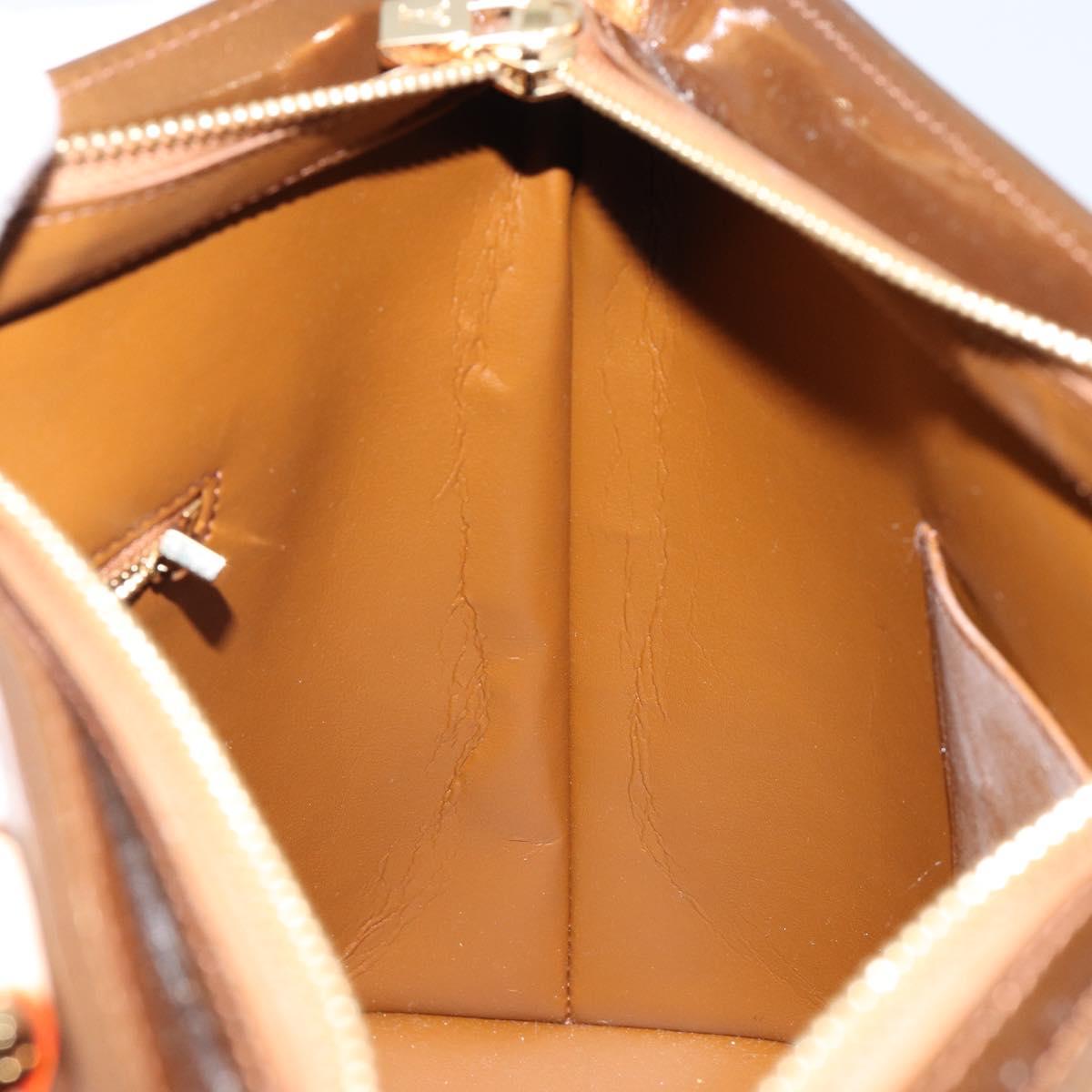 LOUIS VUITTON Monogram Vernis Houston Hand Bag Bronze M91122 LV Auth BA6517
