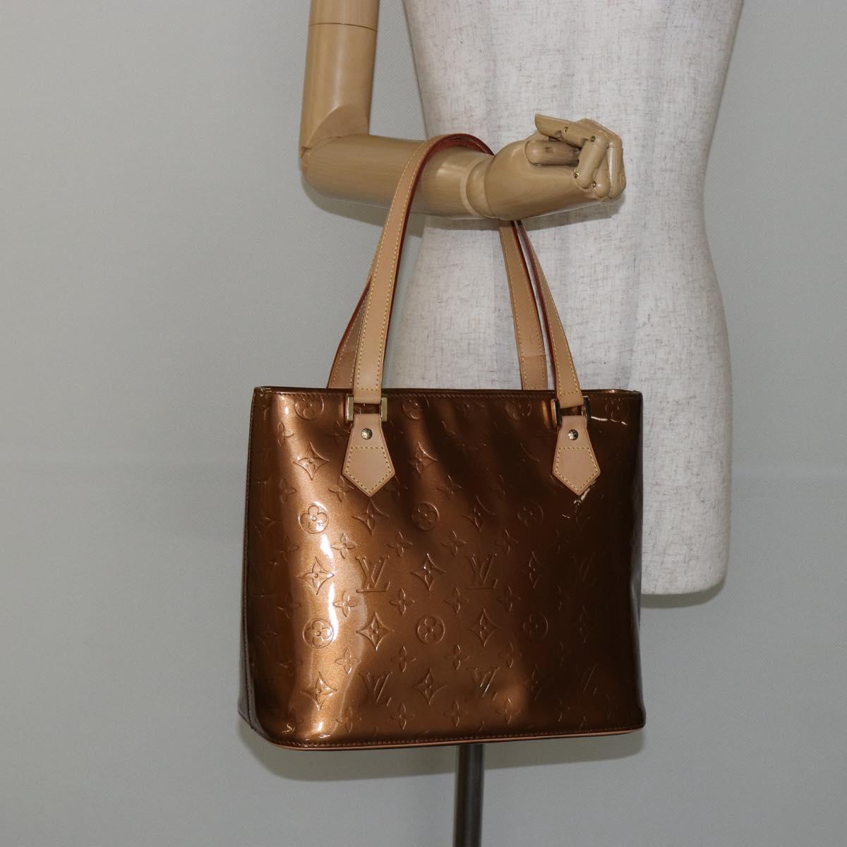 LOUIS VUITTON Monogram Vernis Houston Hand Bag Bronze M91122 LV Auth BA6517