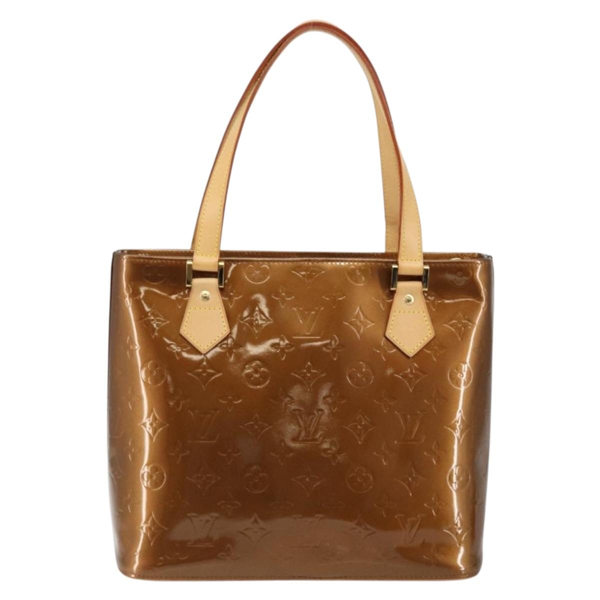 LOUIS VUITTON Monogram Vernis Houston Hand Bag Bronze M91122 LV Auth BA6517