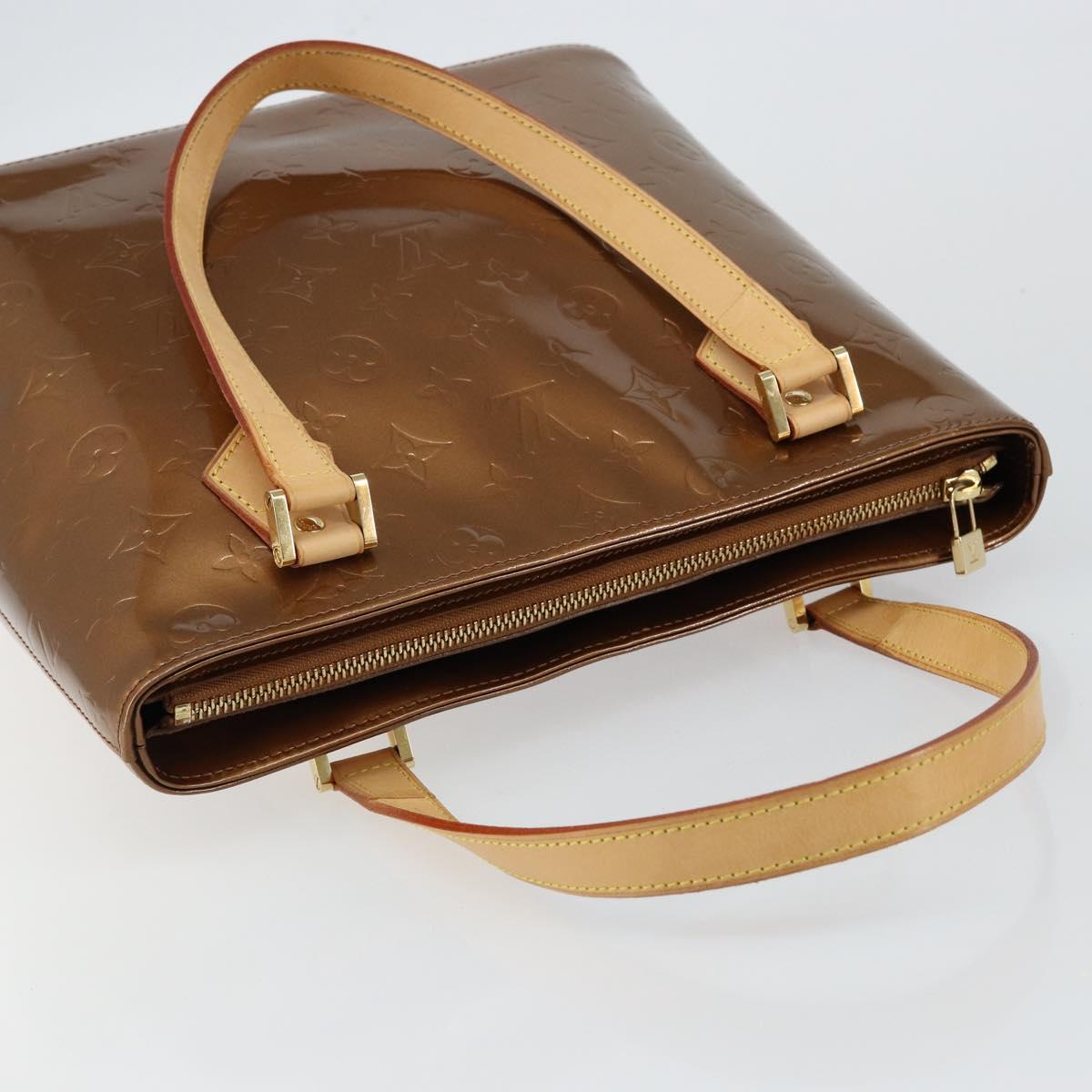 LOUIS VUITTON Monogram Vernis Houston Hand Bag Bronze M91122 LV Auth BA6517