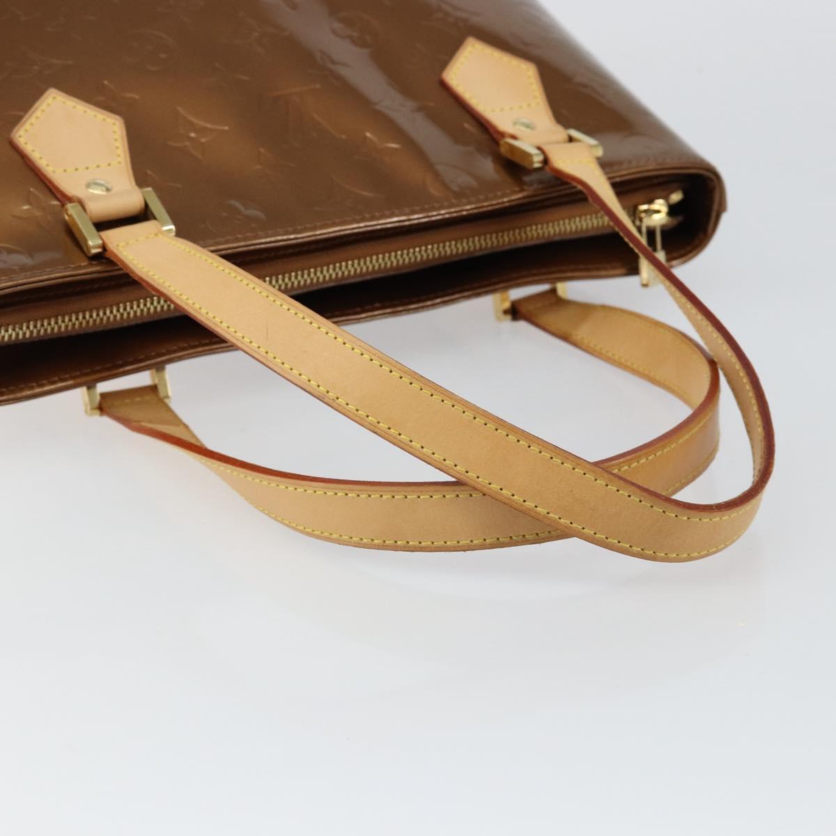 LOUIS VUITTON Monogram Vernis Houston Hand Bag Bronze M91122 LV Auth BA6517