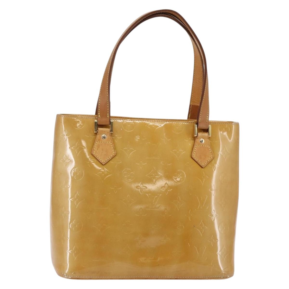 LOUIS VUITTON Monogram Vernis Houston Hand Bag Beige M91004 LV Auth BA6518