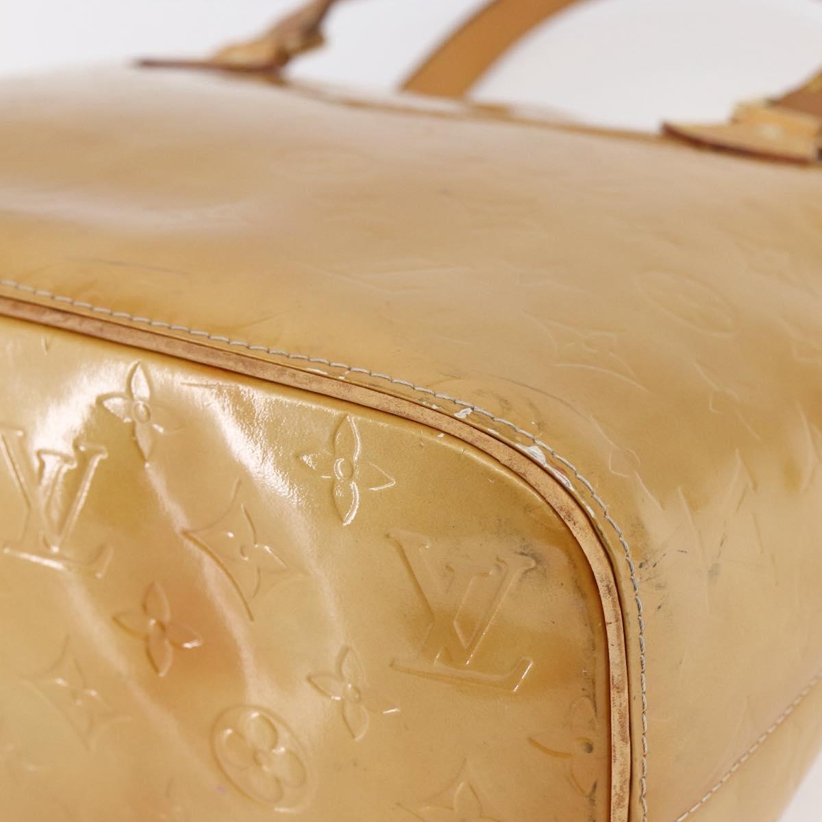 LOUIS VUITTON Monogram Vernis Houston Hand Bag Beige M91004 LV Auth BA6518