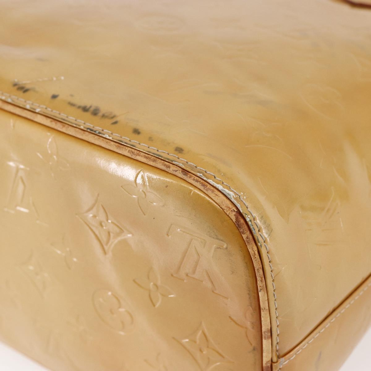 LOUIS VUITTON Monogram Vernis Houston Hand Bag Beige M91004 LV Auth BA6518