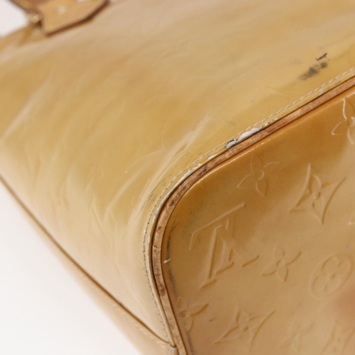 LOUIS VUITTON Monogram Vernis Houston Hand Bag Beige M91004 LV Auth BA6518