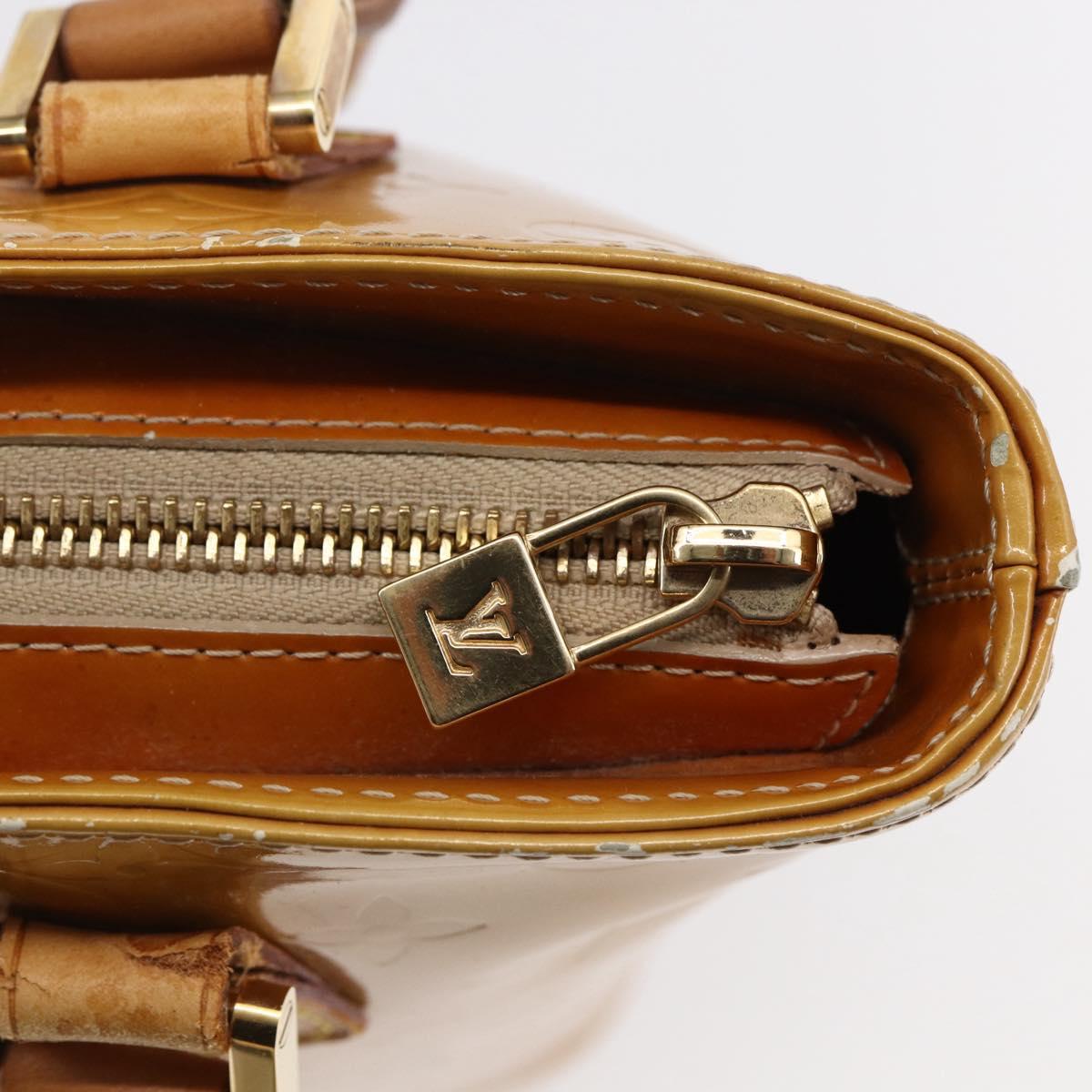 LOUIS VUITTON Monogram Vernis Houston Hand Bag Beige M91004 LV Auth BA6518