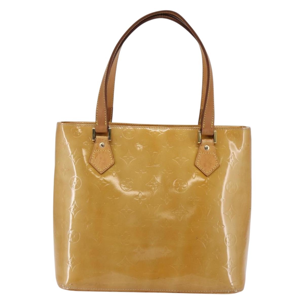LOUIS VUITTON Monogram Vernis Houston Hand Bag Beige M91004 LV Auth BA6518
