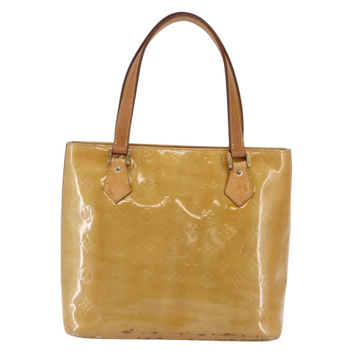 LOUIS VUITTON Monogram Vernis Houston Hand Bag Beige M91004 LV Auth BA6518