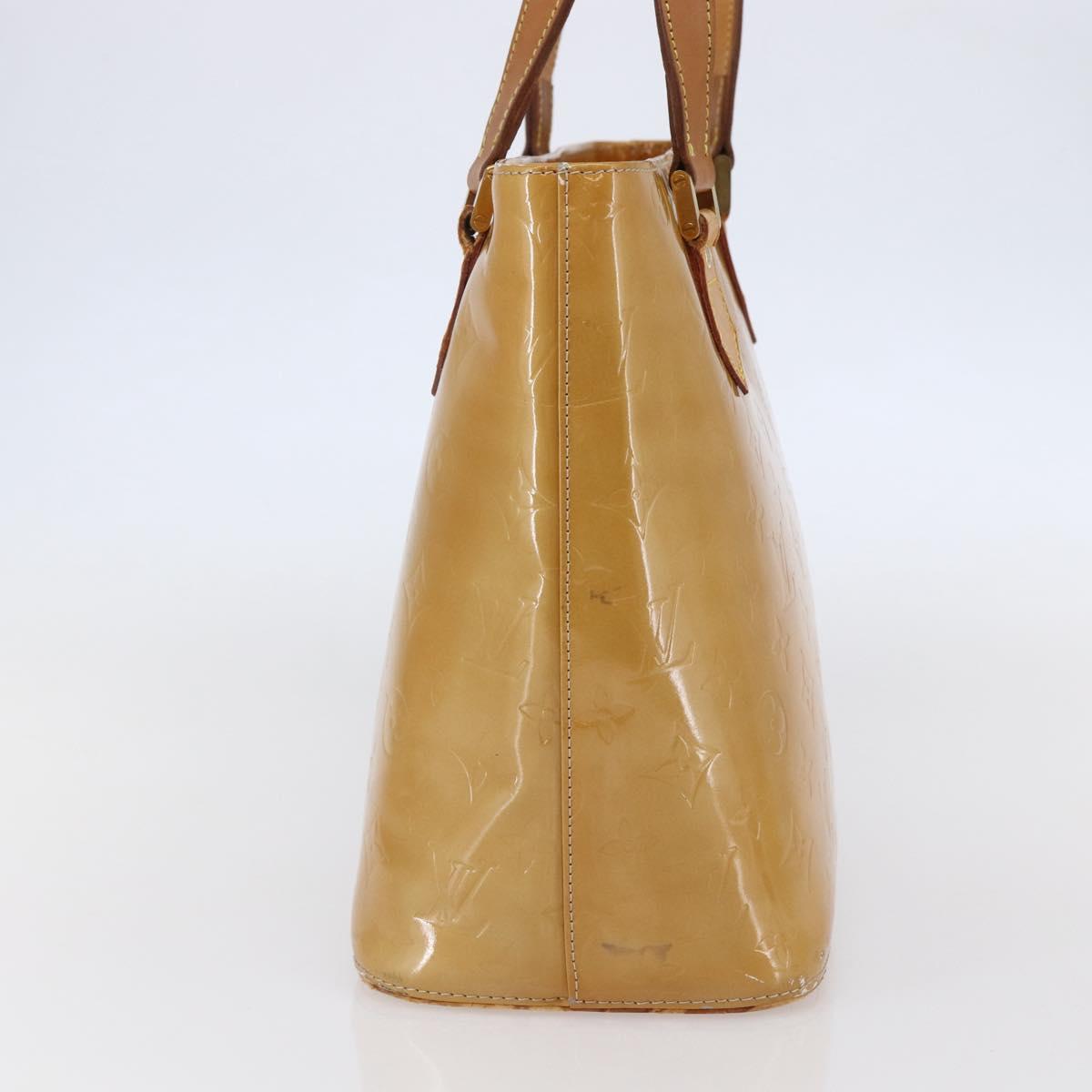 LOUIS VUITTON Monogram Vernis Houston Hand Bag Beige M91004 LV Auth BA6518