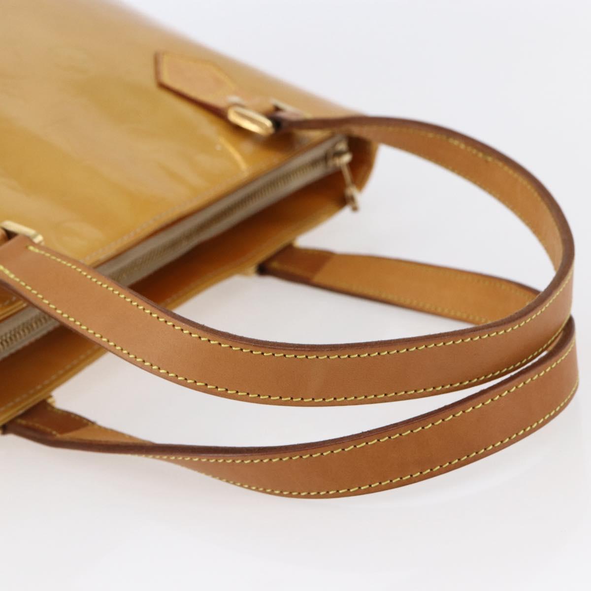 LOUIS VUITTON Monogram Vernis Houston Hand Bag Beige M91004 LV Auth BA6518