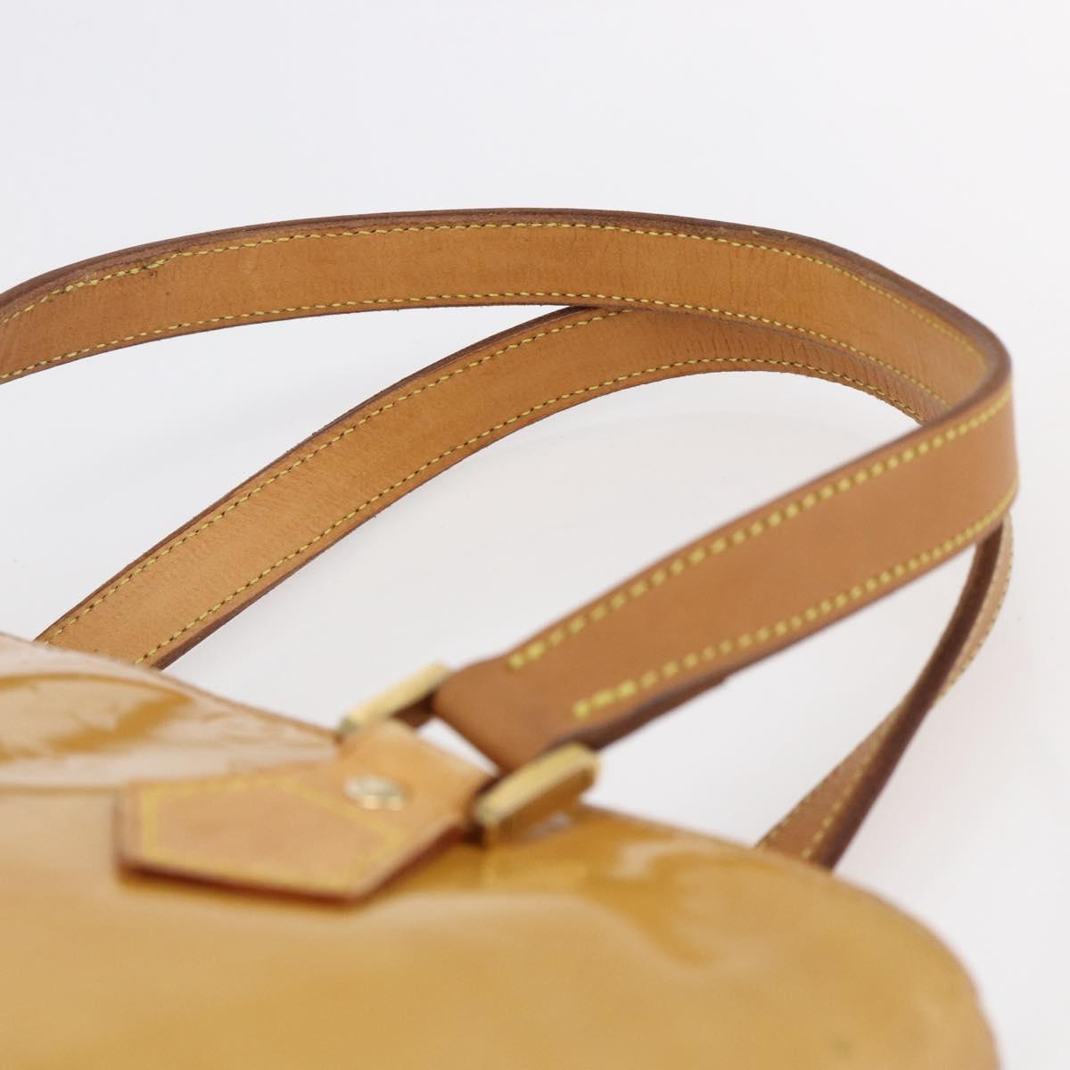 LOUIS VUITTON Monogram Vernis Houston Hand Bag Beige M91004 LV Auth BA6518