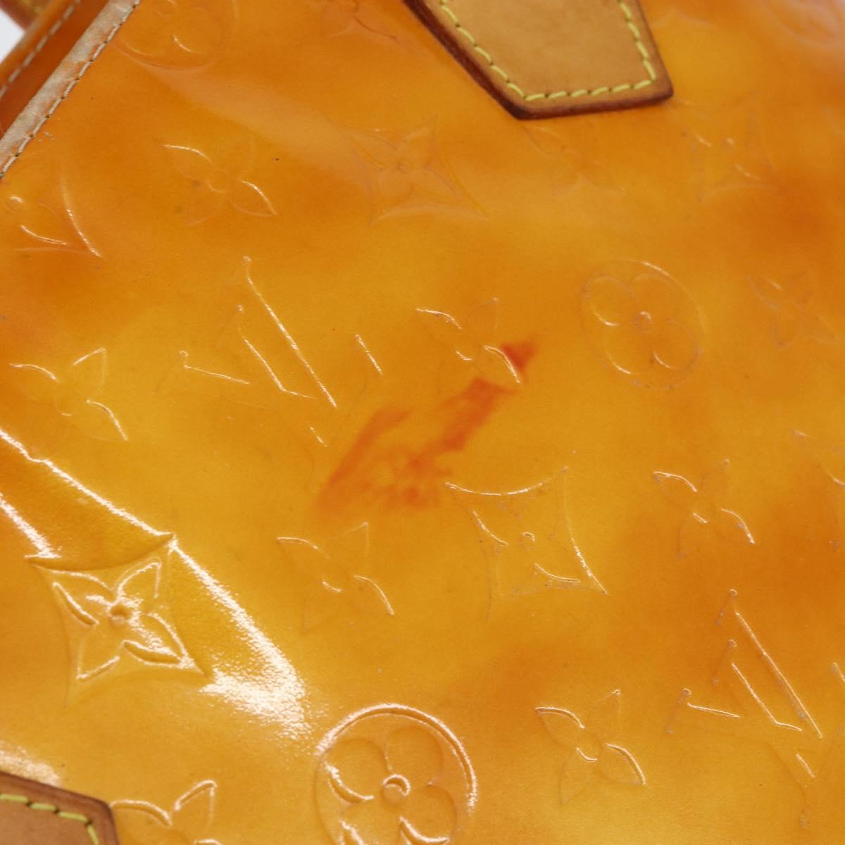 LOUIS VUITTON Monogram Vernis Houston Hand Bag Lime Yellow M91055 LV Auth BA6520