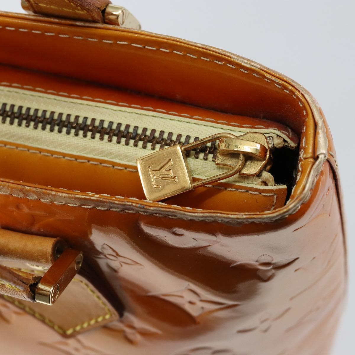 LOUIS VUITTON Monogram Vernis Houston Hand Bag Lime Yellow M91055 LV Auth BA6520