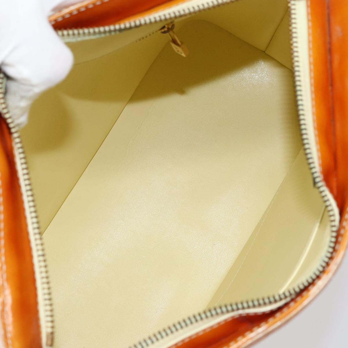 LOUIS VUITTON Monogram Vernis Houston Hand Bag Lime Yellow M91055 LV Auth BA6520