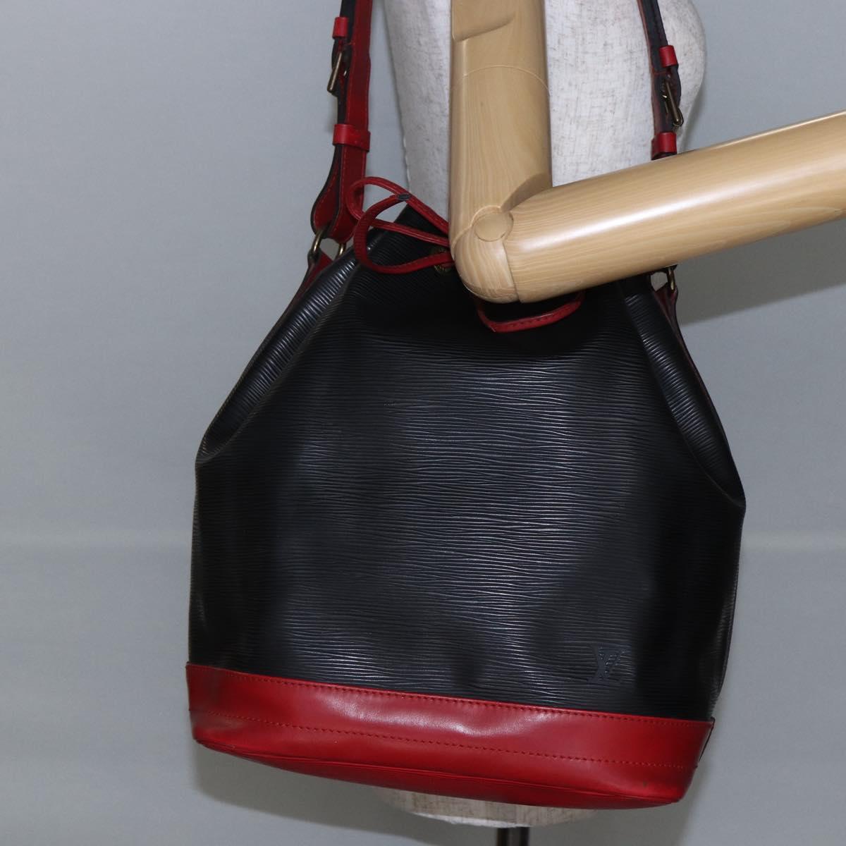 LOUIS VUITTON Epi Noe Shoulder Bag Bicolor Black Red M44017 LV Auth BA6524