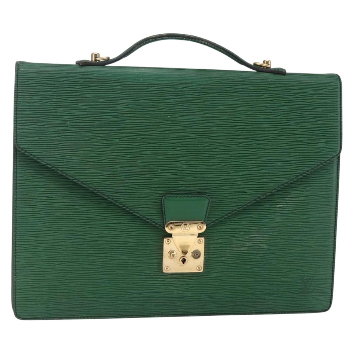 LOUIS VUITTON Epi Porte Documents Bandouliere Briefcase Green M54464 Auth BA6530