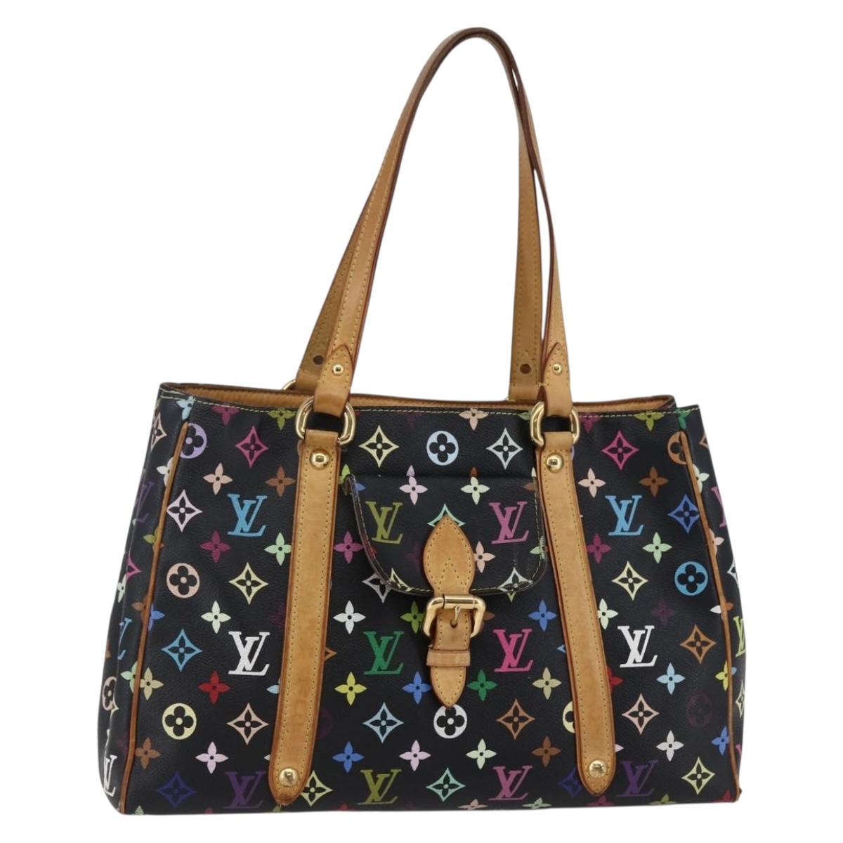 LOUIS VUITTON Monogram Multicolor Aurelia MM Tote Bag Black M40095 Auth BA6534