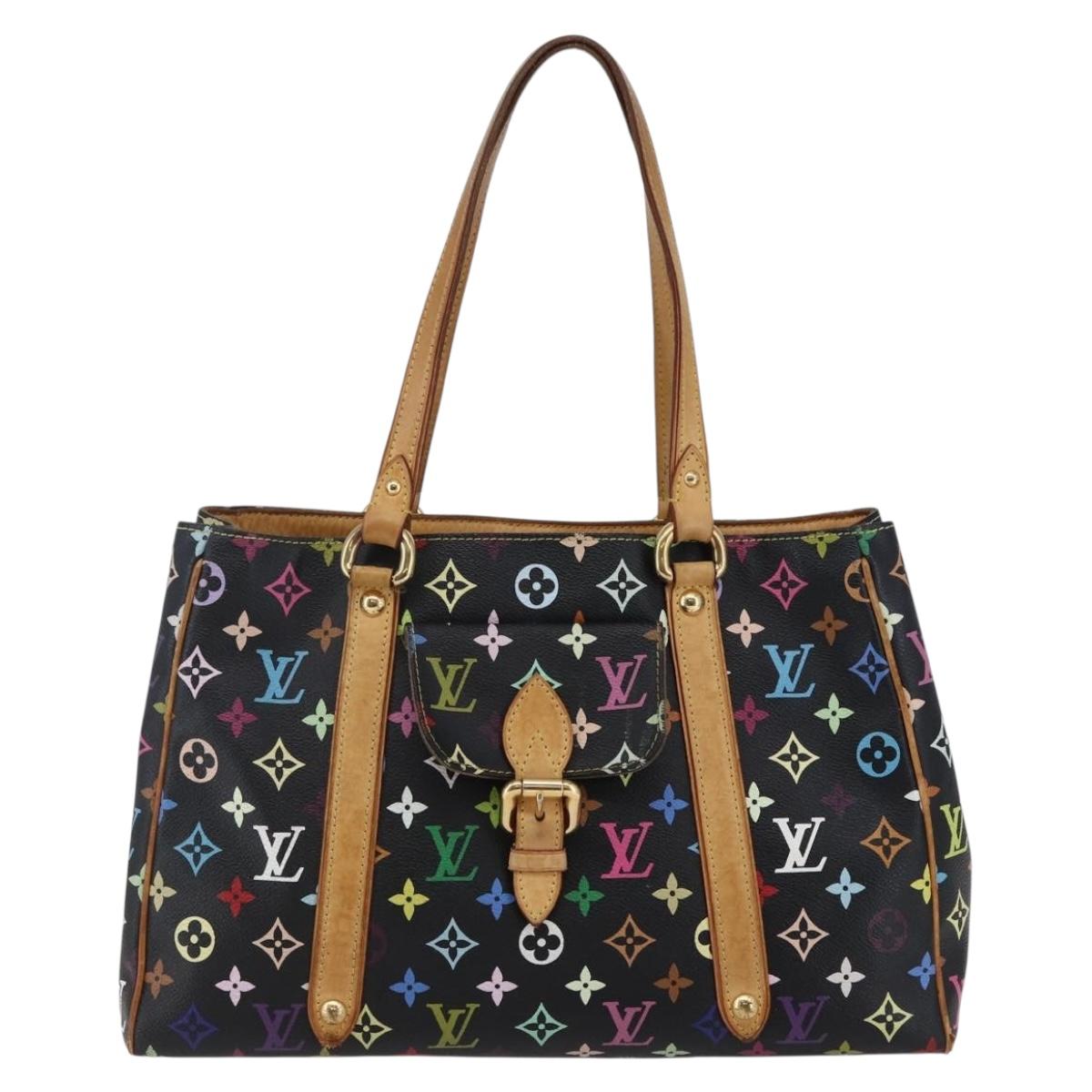LOUIS VUITTON Monogram Multicolor Aurelia MM Tote Bag Black M40095 Auth BA6534