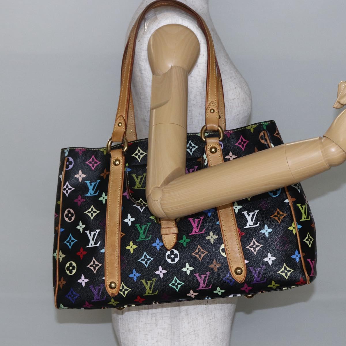 LOUIS VUITTON Monogram Multicolor Aurelia MM Tote Bag Black M40095 Auth BA6534