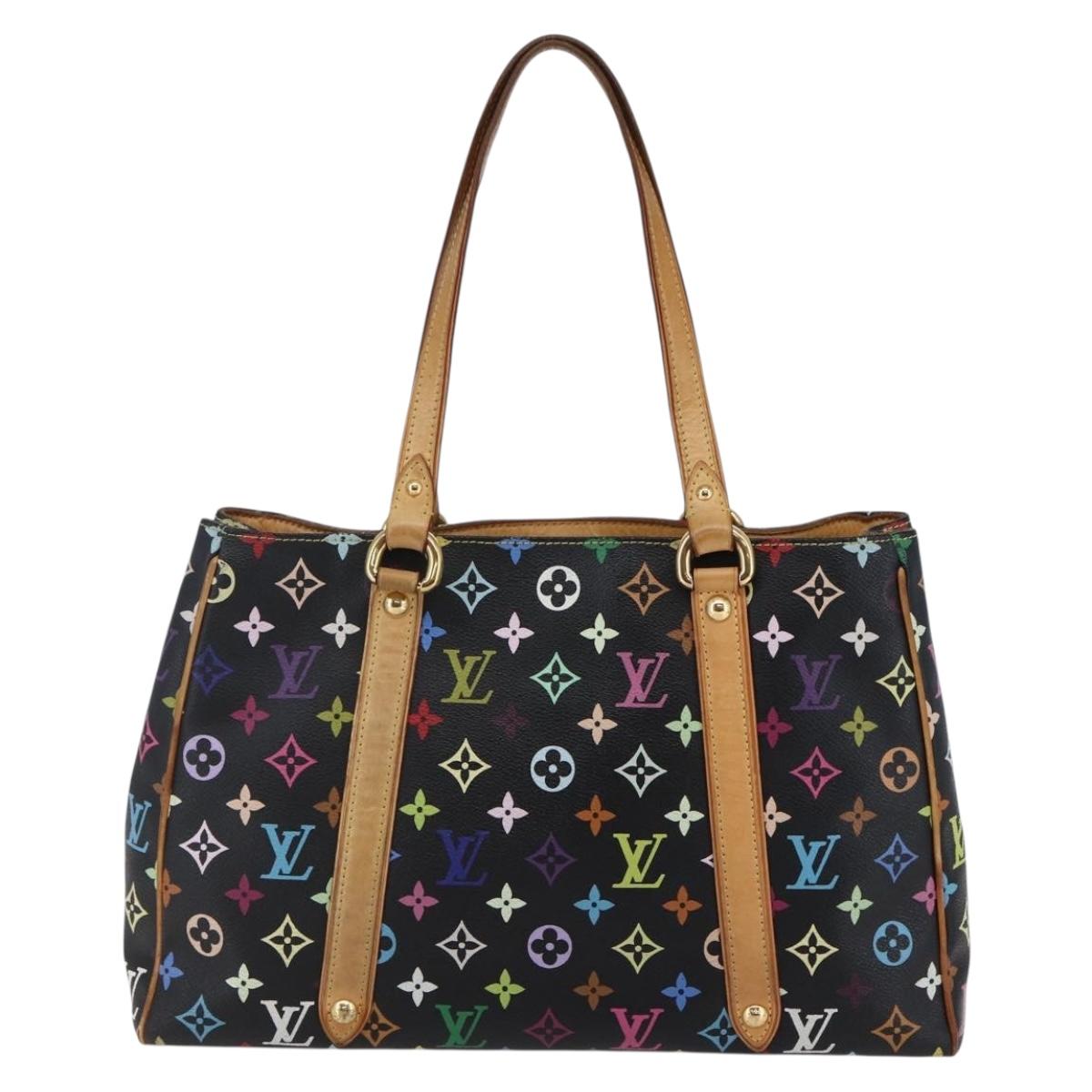 LOUIS VUITTON Monogram Multicolor Aurelia MM Tote Bag Black M40095 Auth BA6534